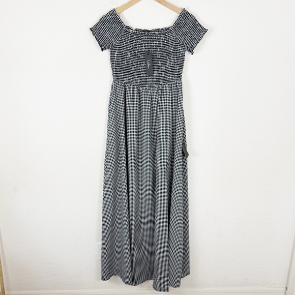 NWT Lulus Patsy Gingham Off Shoulder Maxi Dress - Picture 7 of 14